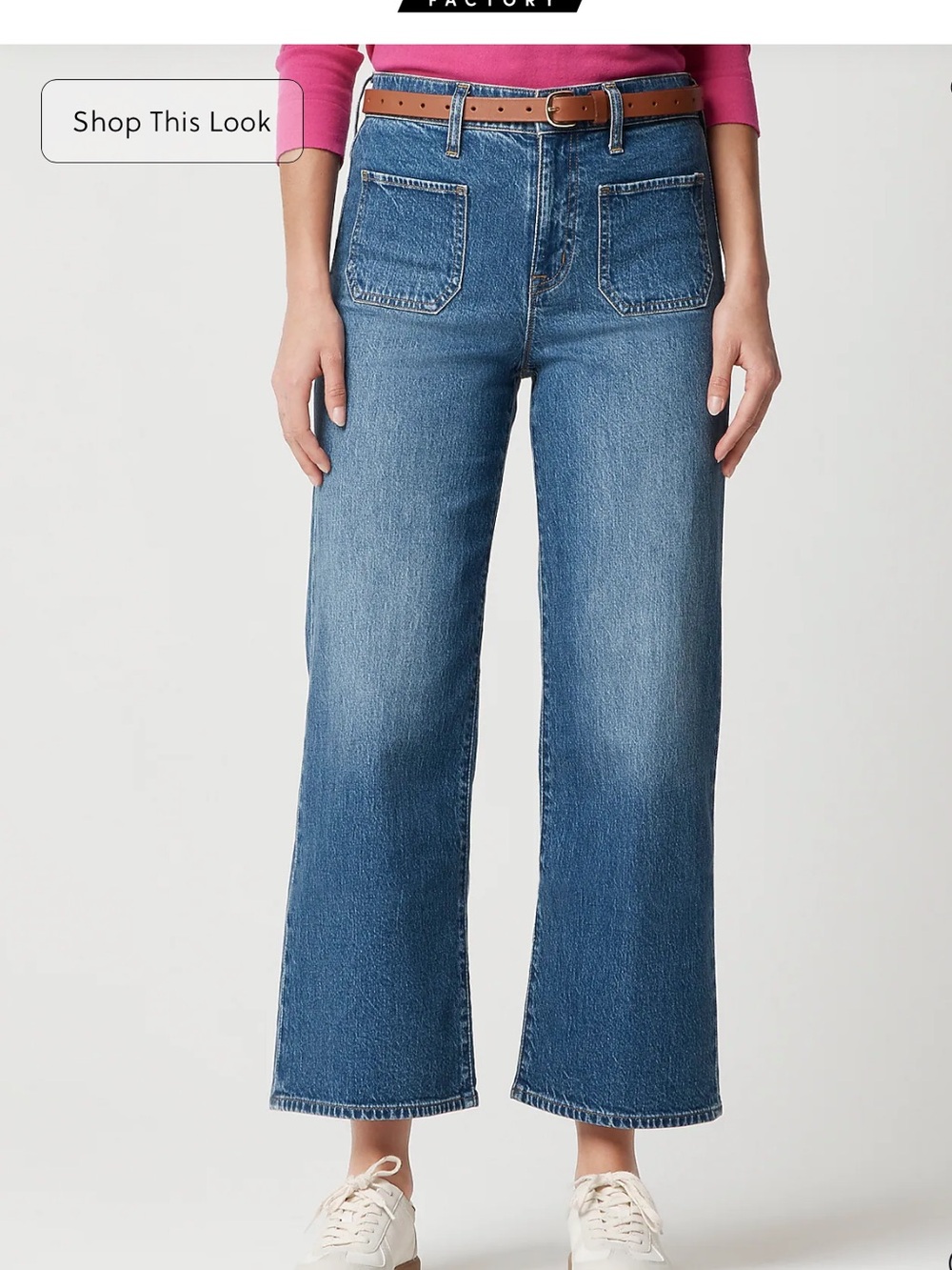 J. Crew Factory wide-leg cropped patch-pocket jean in all-day stretch